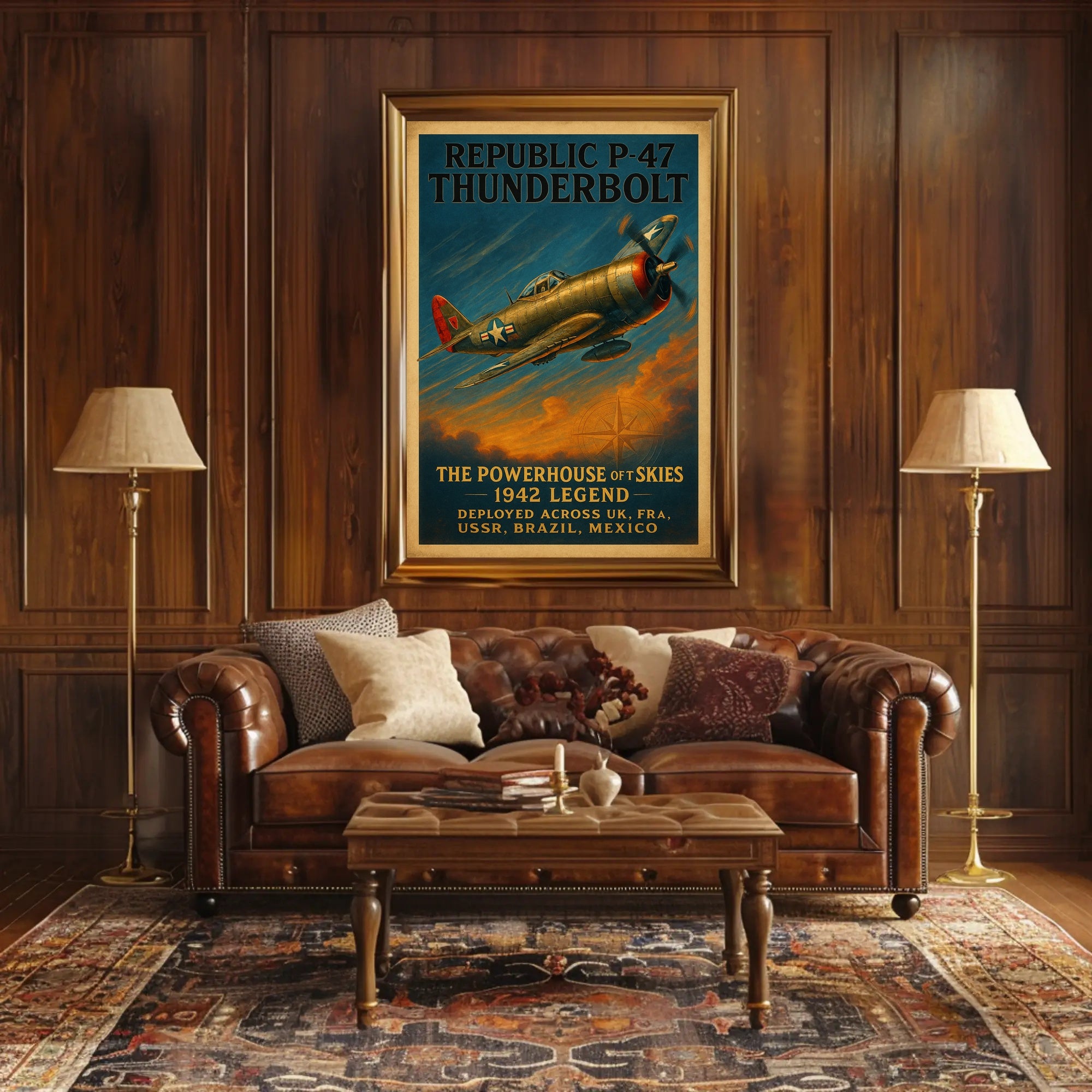 Republic P-47 Thunderbolt WWII Fighter Aircraft Poster
