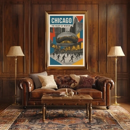 Scenes Of Chicago Heart Of Winter Cityscape Wall Poster