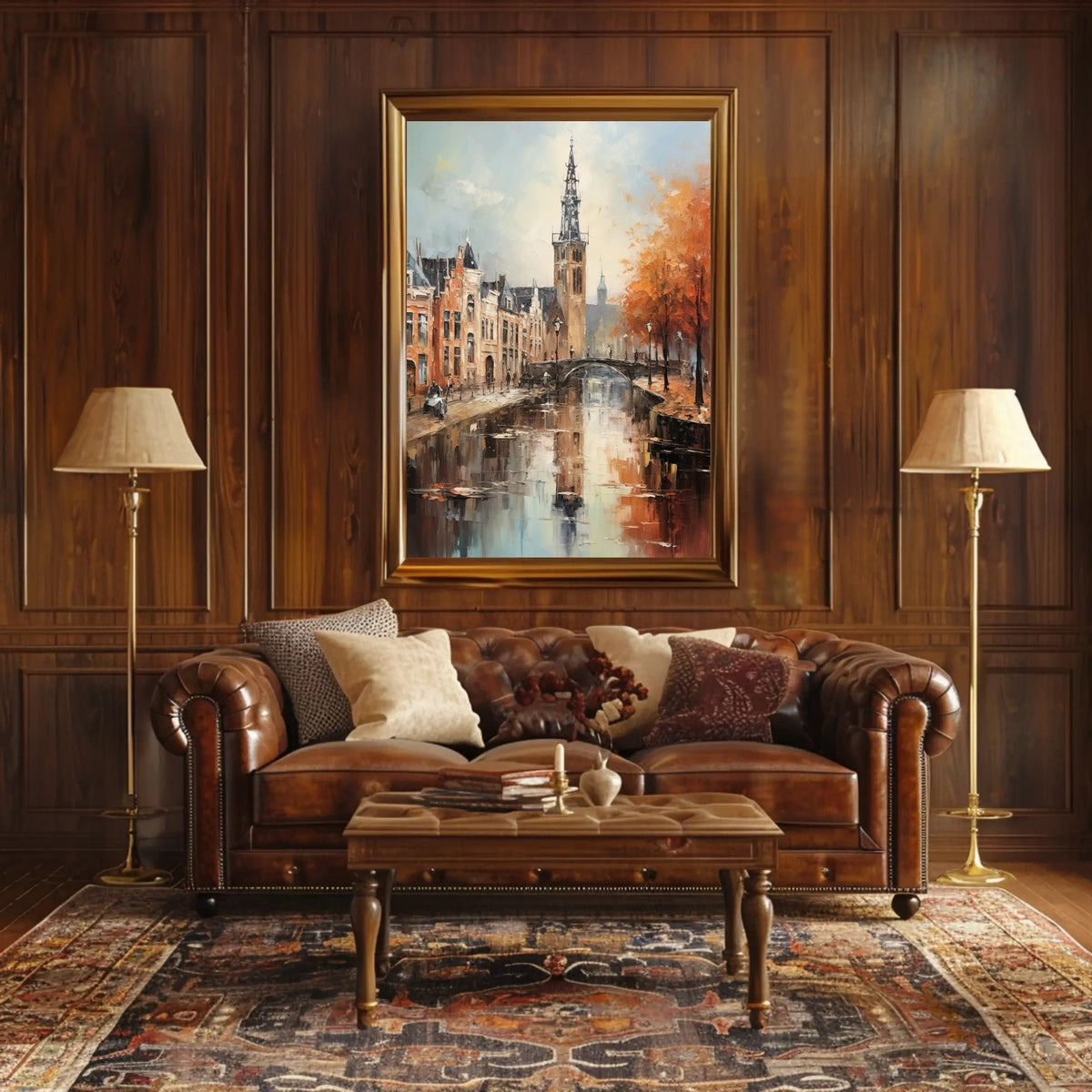 Impressionistic European Canal Scene with Historic Architecture - Urban or Cityscape Poster