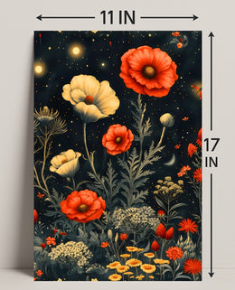 Floral Nightscape: Enchanted Poppies Fantasy or Mythology Poster