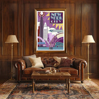 New York City Art Deco Poster Geometric Skyline Wall Art