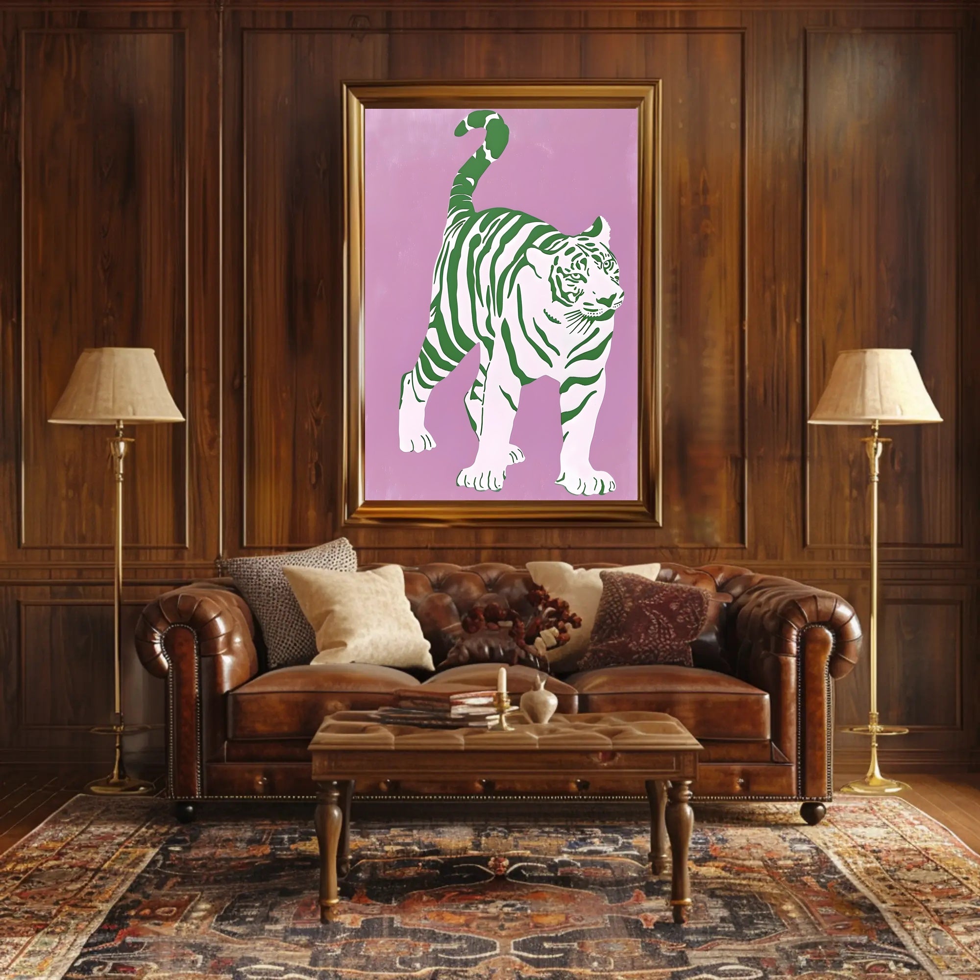Green Striped Tiger Poster