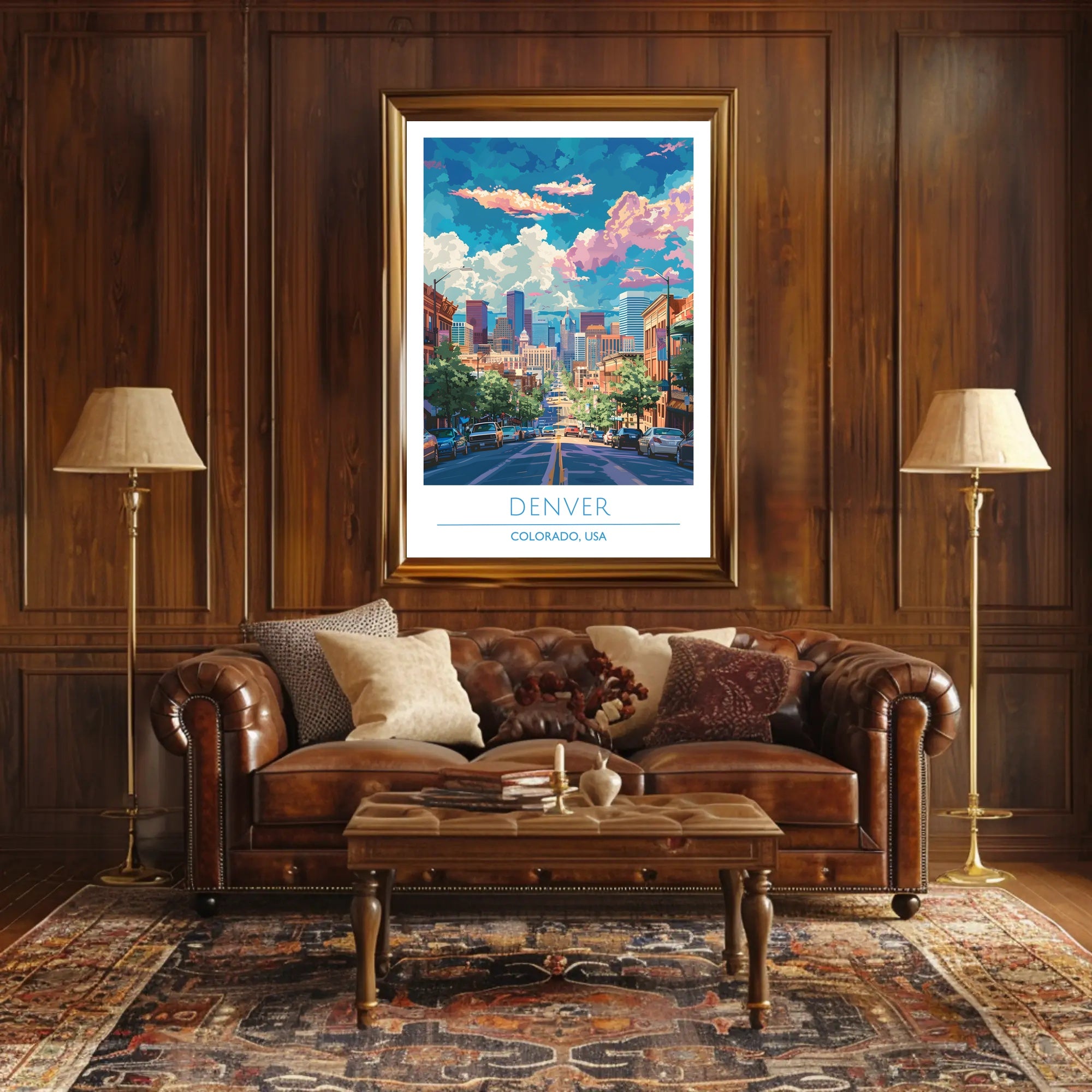 Denver Skyline Vibrance: Modern Urban Cityscape Poster