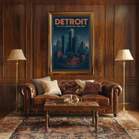 Detroit Skyscrapers Futuristic Urban Cityscape Poster