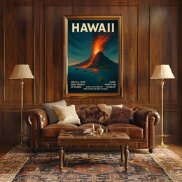 Hawaii Volcano Adventure Vintage Travel Poster Print