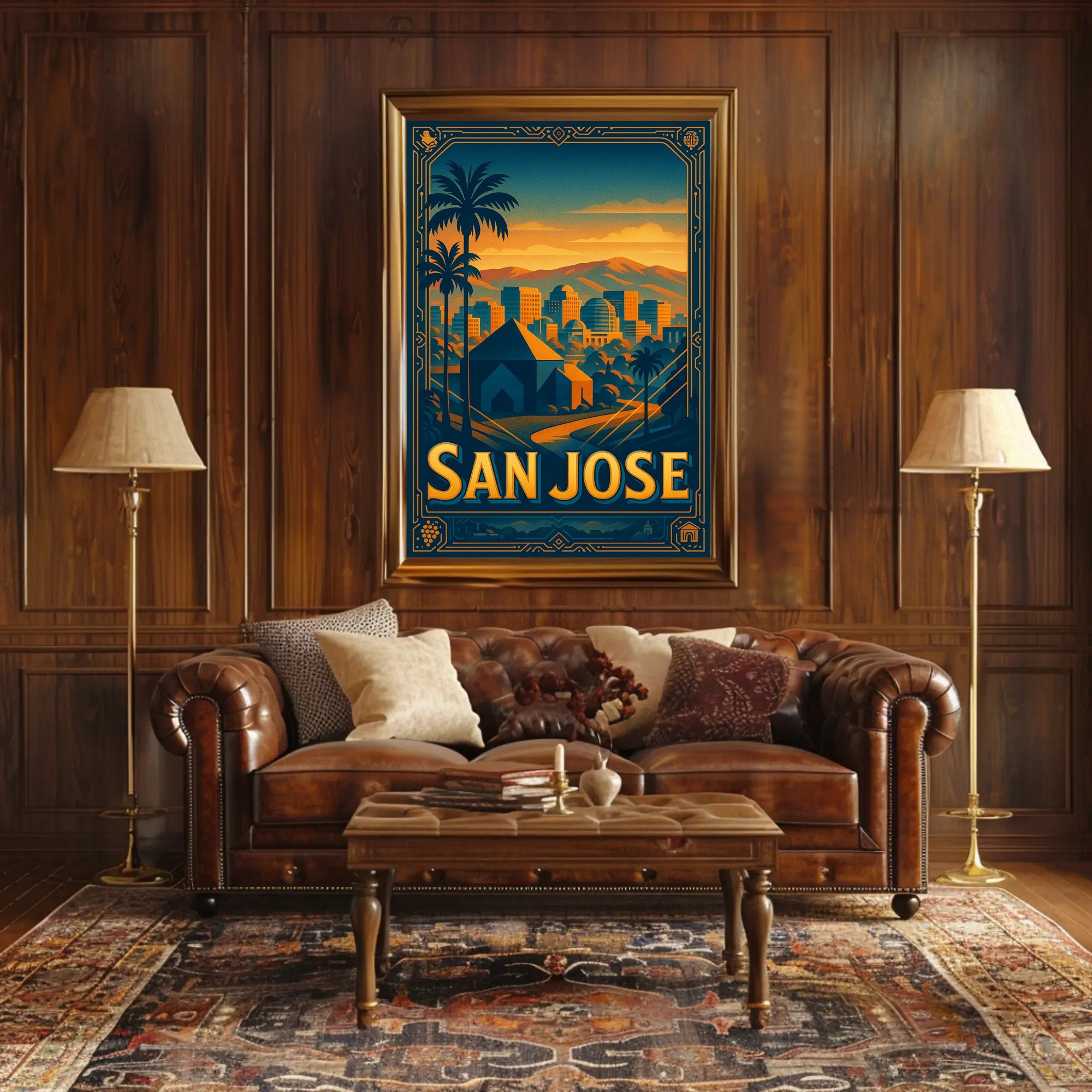 San Jose Skyline Wall Art Poster Modern Travel Print