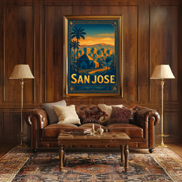 San Jose Skyline Wall Art Poster Modern Travel Print