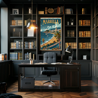 Marbella Coastal Beach Resort City Travel Poster