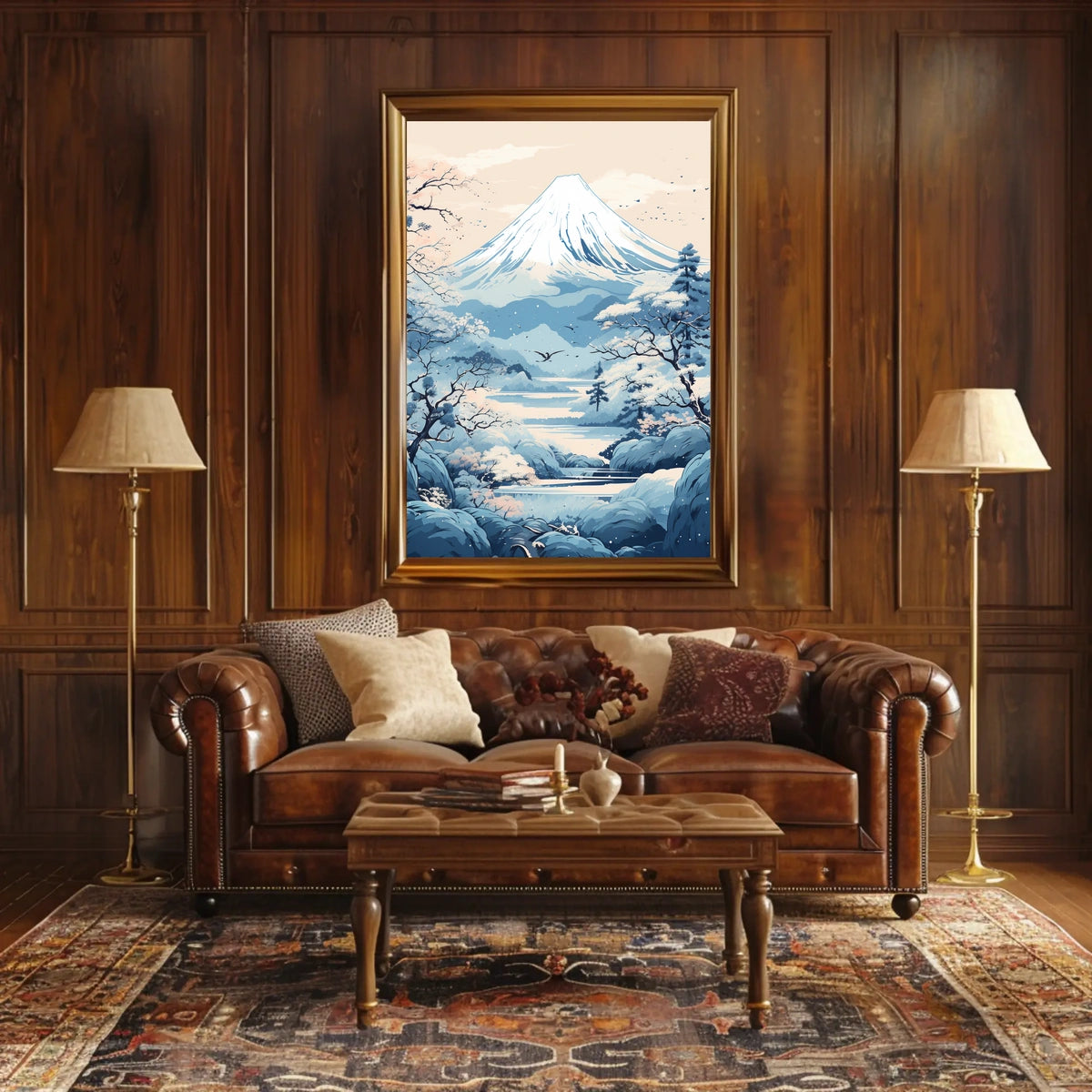 Serene Japanese Landscape Inspired Artistic Poster