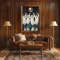 Dancing Ghosts Cartoon Disco Festive Poster