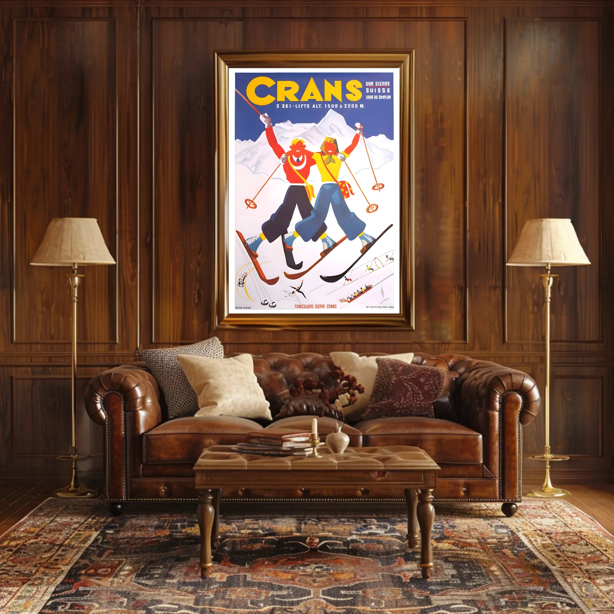 Skiing Adventure in Crans Swiss Alps Travel Poster PosterGoat