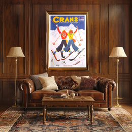 Skiing Adventure in Crans Swiss Alps Travel Poster PosterGoat