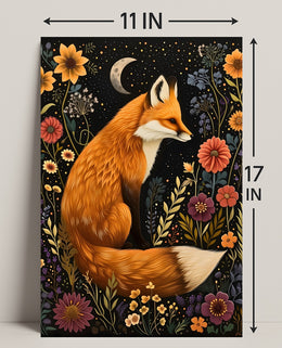 Whimsical Fox and Flora: Artistic Animal Poster