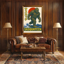 Sasquatch in Retro Style Poster PosterGoat