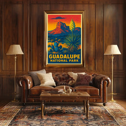 Guadalupe National Park Sunset Vintage Travel Voyager Poster