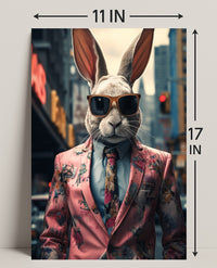 Stylish Rabbit In The City Poster