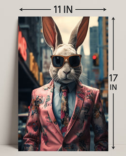 Stylish Rabbit In The City Poster
