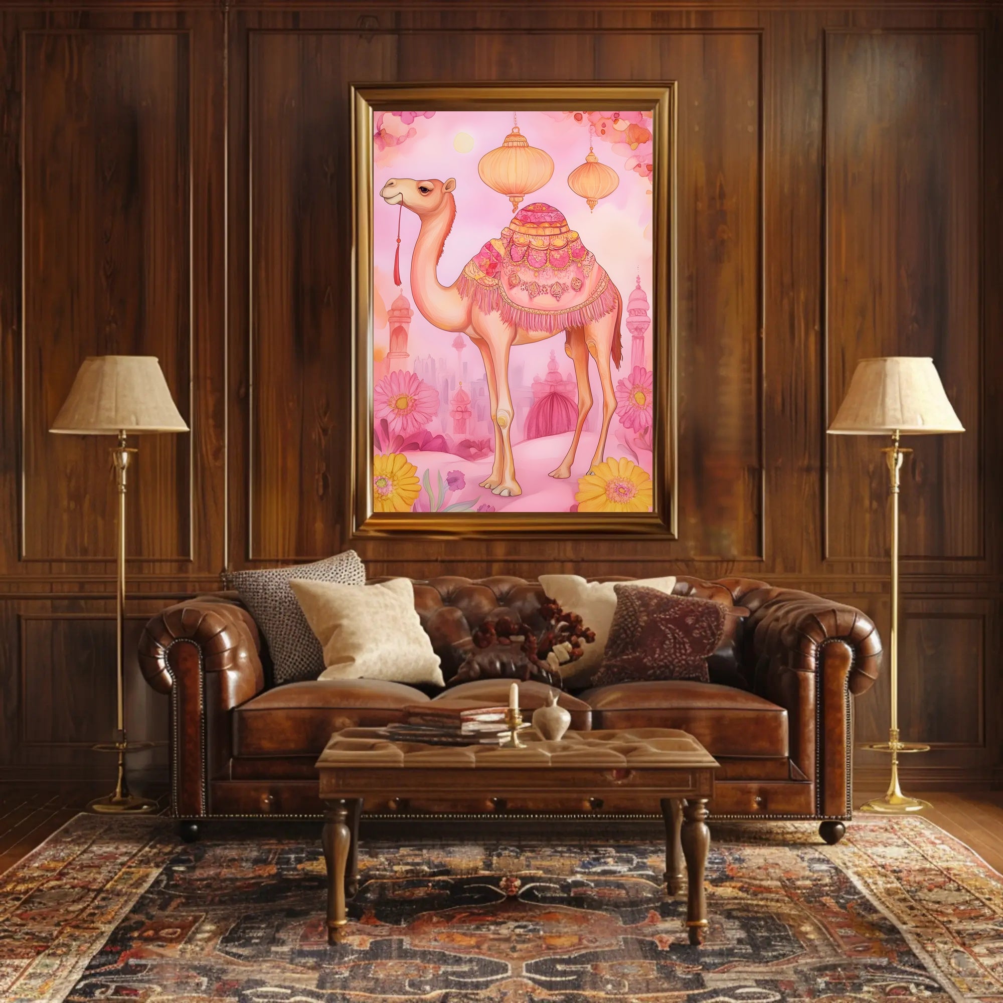 Dreamy Desert Camel Poster Vintage Travel Wall Art