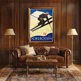 Swiss Alps Ski Adventure: Vintage Travel Poster PosterGoat