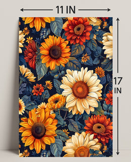 Vibrant Floral Illustration with Modern Artistic Poster