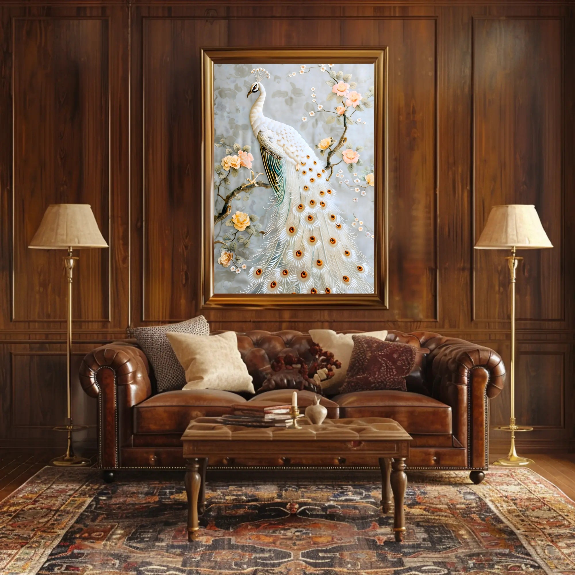 White Peacock Elegance Cultural or Heritage Poster