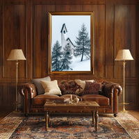 Serene Winter Chapel in Snowy Alpine Landscape