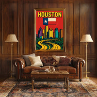 Houston Skyline Pop Art Poster