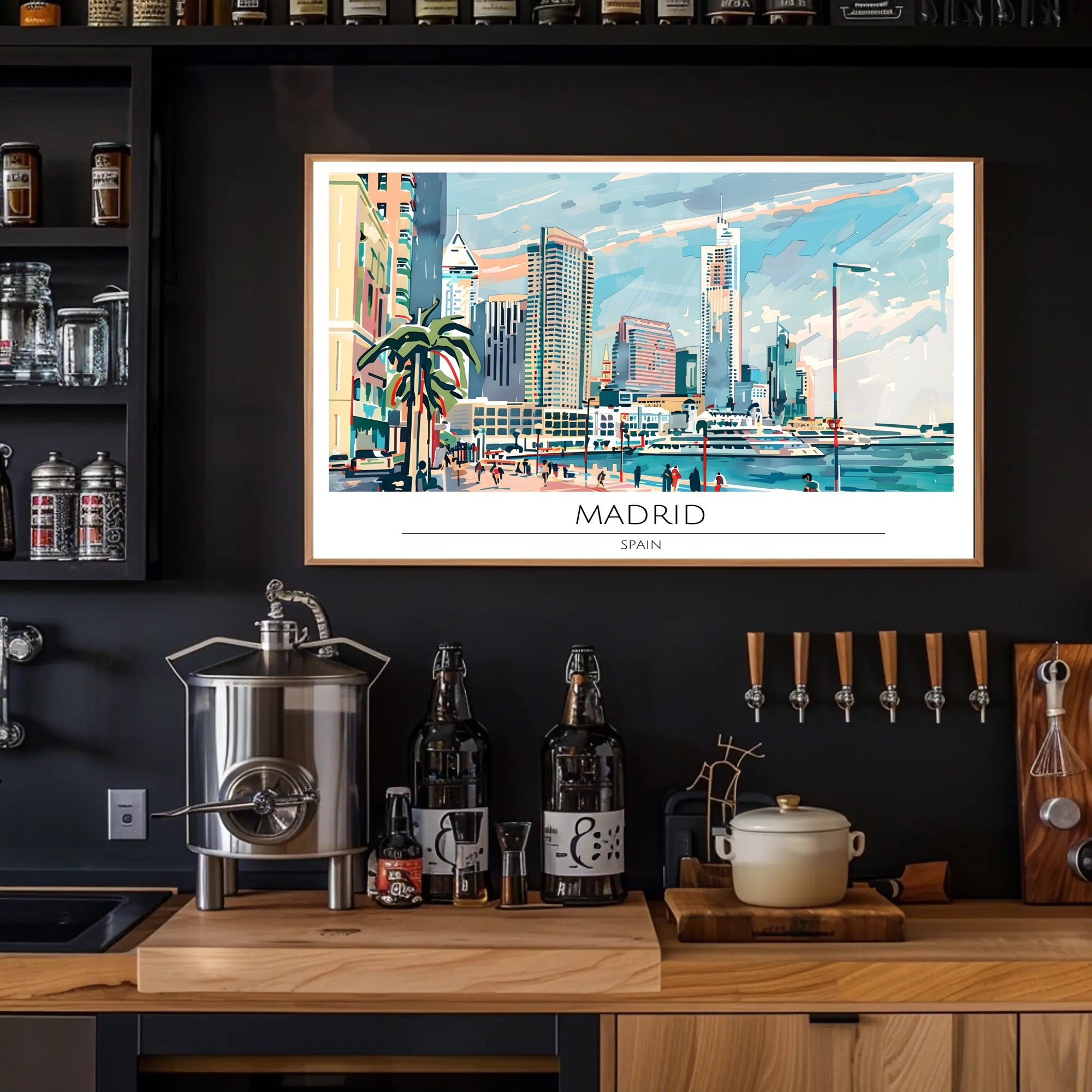 Vibrant Madrid Skyline Poster PosterGoat