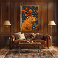 Nature-Inspired Groundhog and Floral Illustration Animal Poster