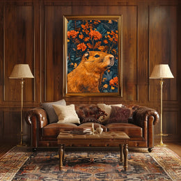 Nature-Inspired Groundhog and Floral Illustration Animal Poster