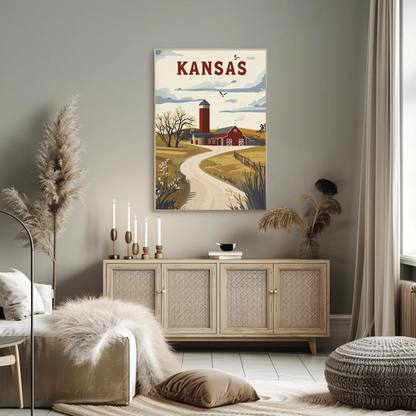 Kansas Prairie House Vintage Poster