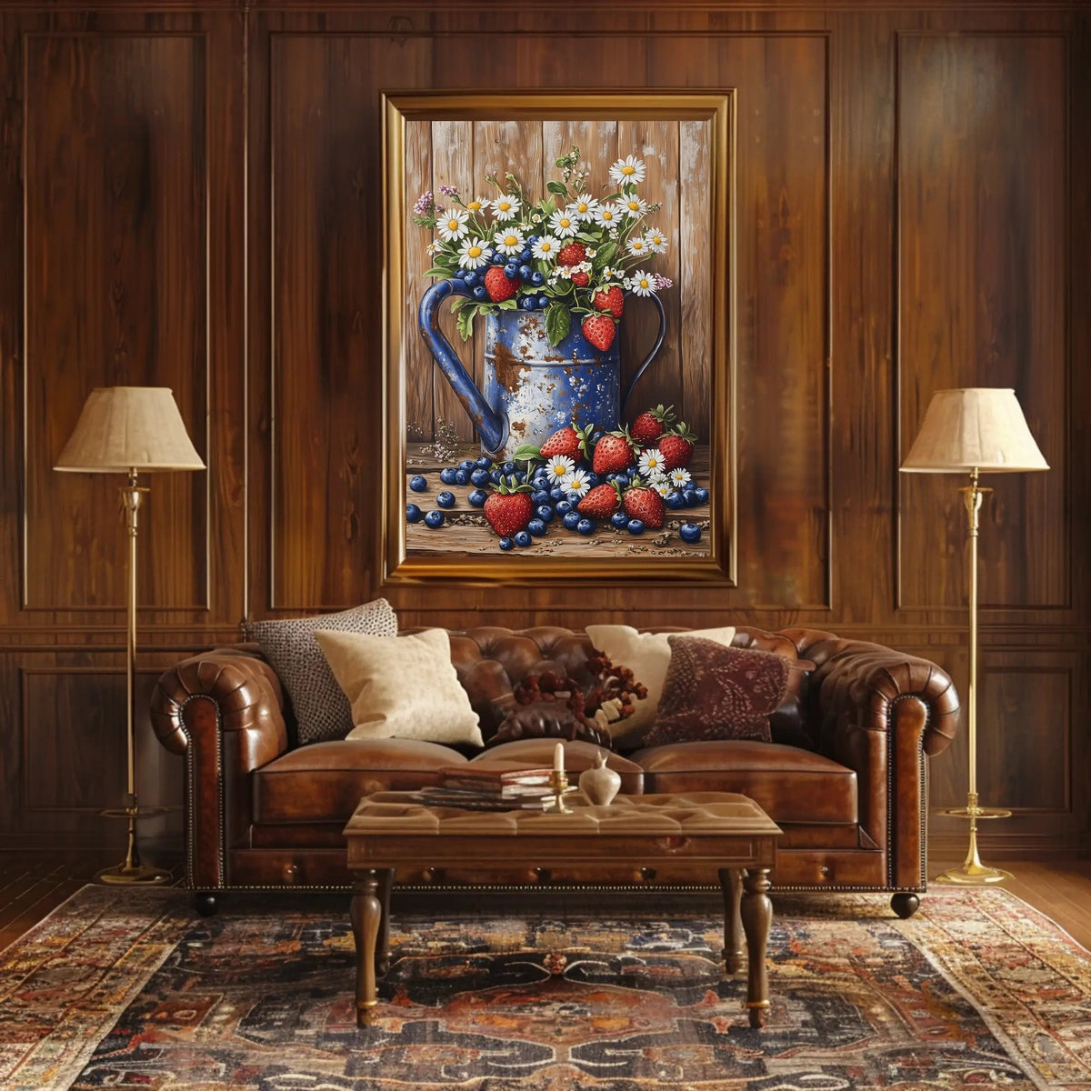 Floral Still Life In Weathered Metal Watering Can Poster
