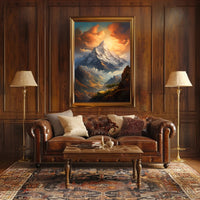 Majestic Mountain Landscape Poster with Romantic Realism Style