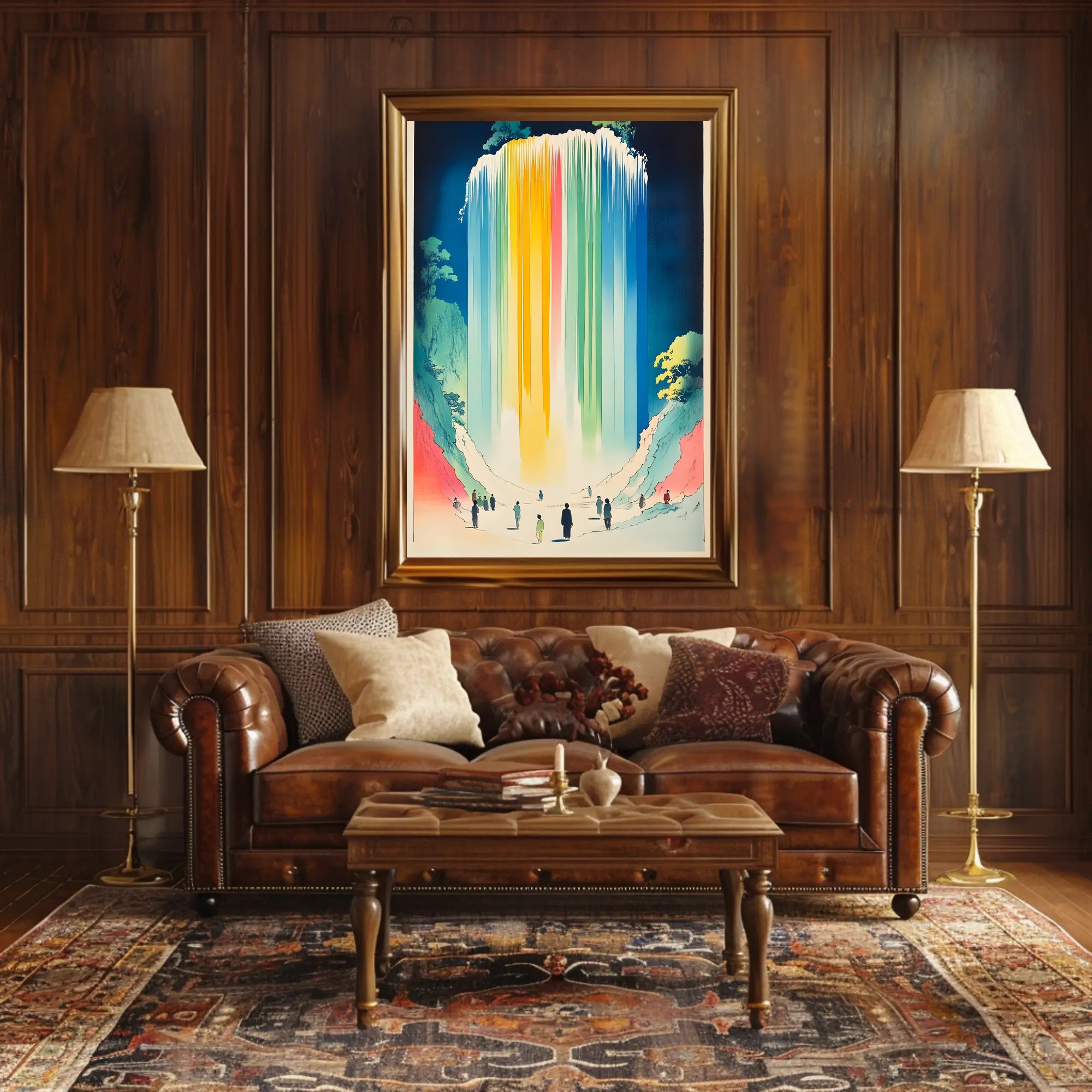 Serene Waterfall Poster Colorful Minimalist Wall Art