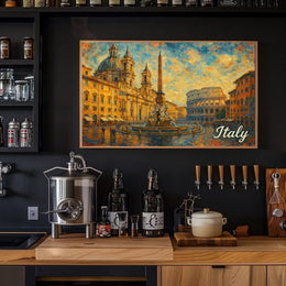 Enchanting Italy Watercolor Impressionism Travel Italian Landscapes Mediterranean Vibe Poster