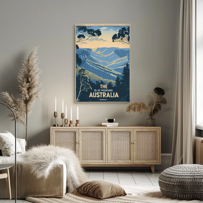 Blue Mountains Australia Vintage Travel Poster - Hills & Valleys