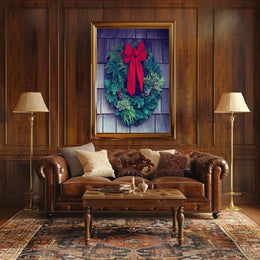 Festive Green Wreath Photorealistic Christmas Decoration Poster