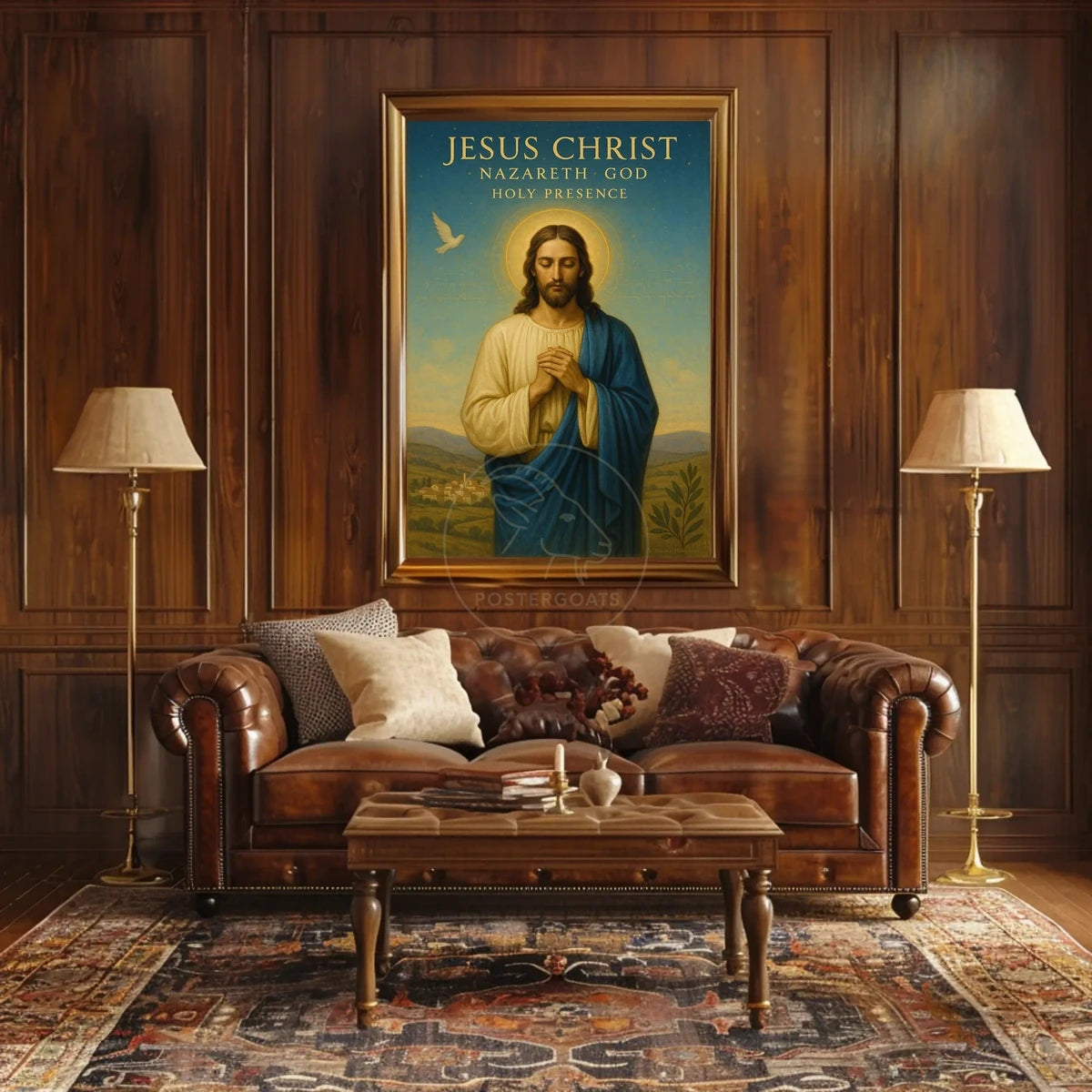 Religious Figure Prayer Scene: Cultural or Heritage Poster