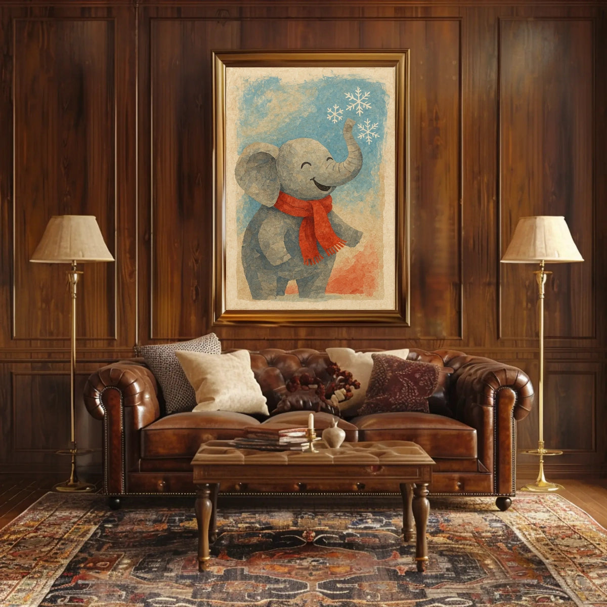 Elephant Winter Forest Poster