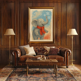 Elephant Winter Forest Poster