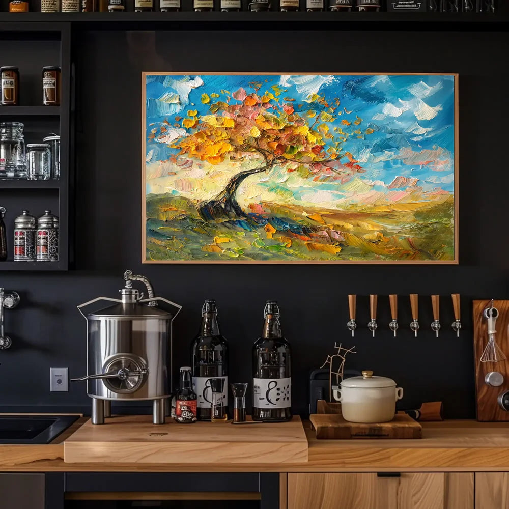 Vibrant Autumn Tree Impressionistic Art Poster Print