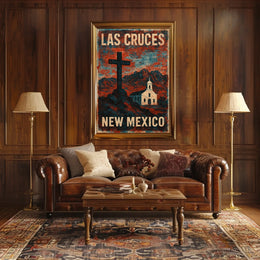 Las Cruces Skyline Minimalist Digital Painting Decor Poster