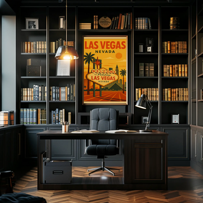 Sunset Las Vegas Nevada Welcome Sign Retro Poster