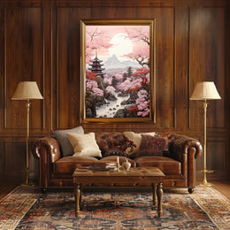 Tranquil Cherry Blossom Landscape Poster