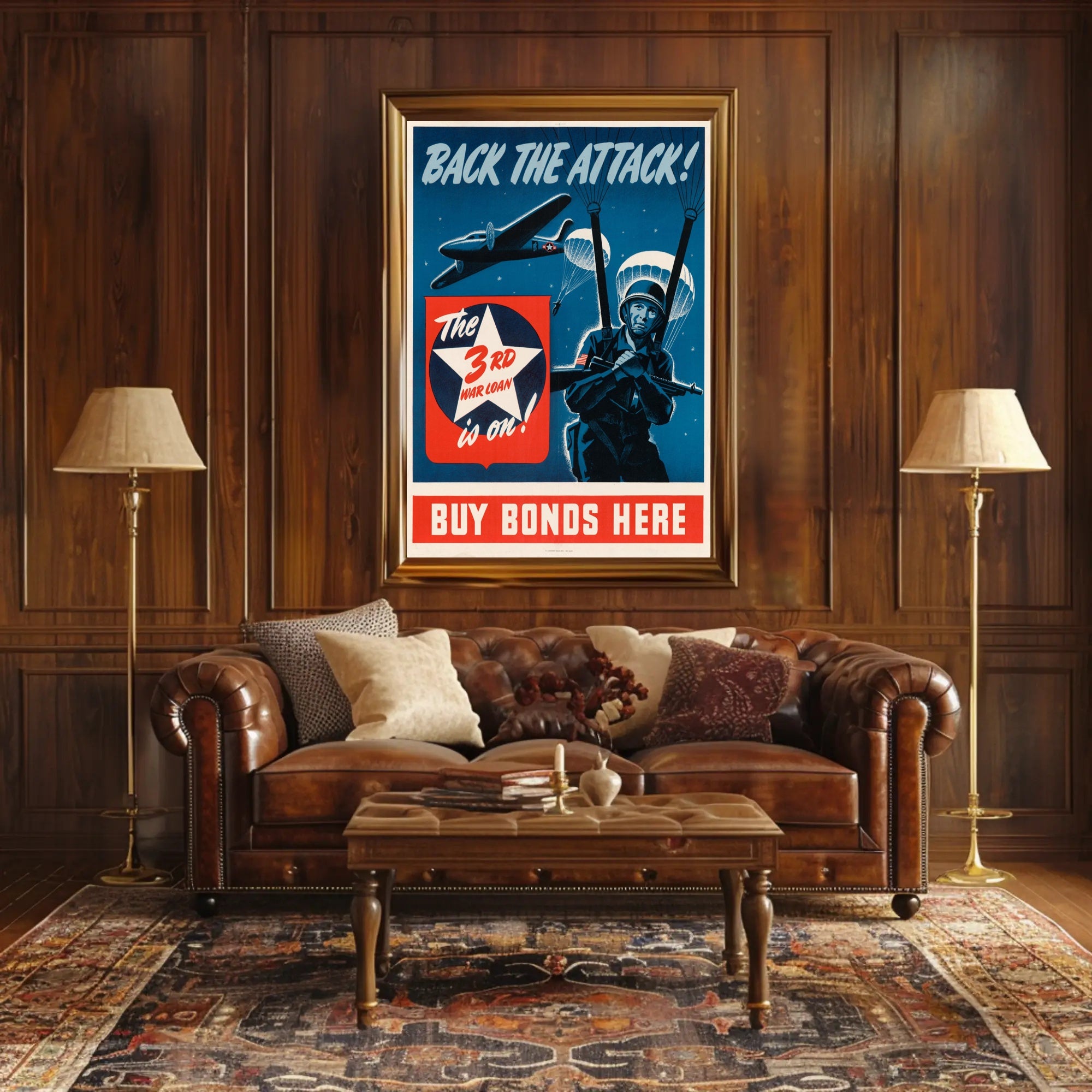 Back the Attack! Buy War Bonds Poster PosterGoat
