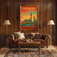 Shanghai Cityscape Illustrative Travel Poster