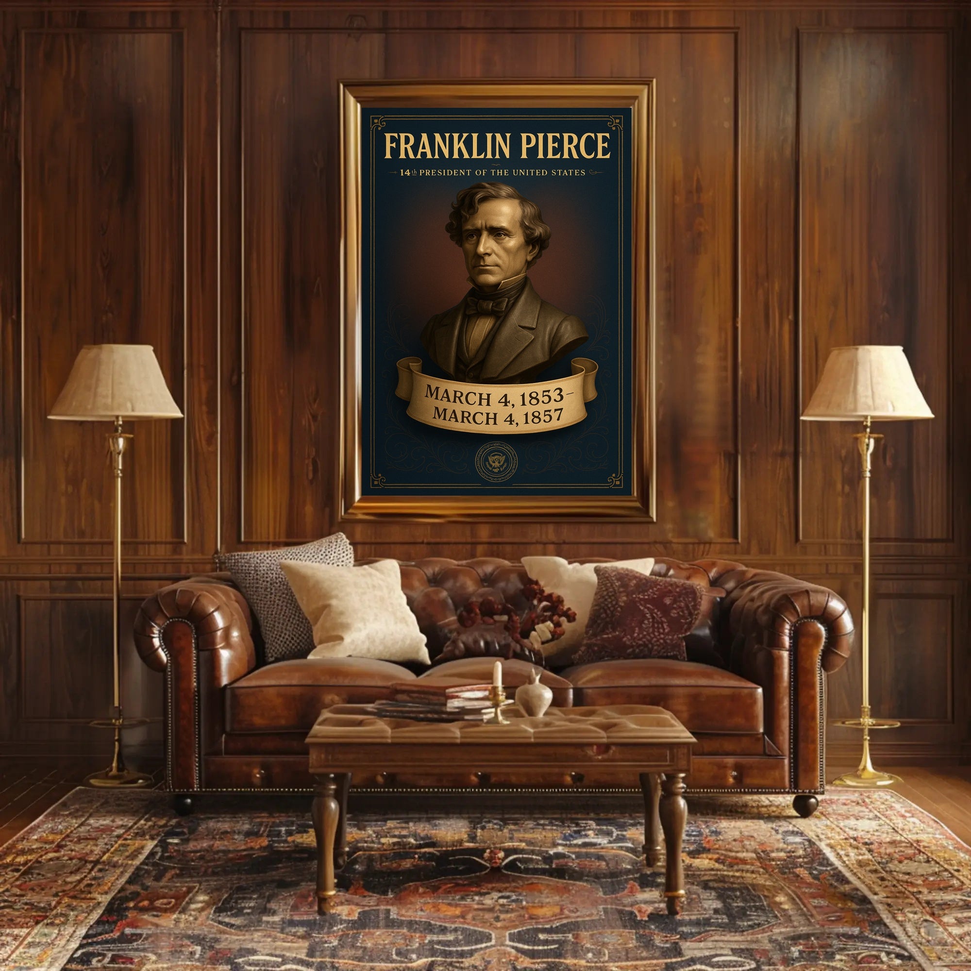 Franklin Pierce vintage presidential portrait poster PosterGoat