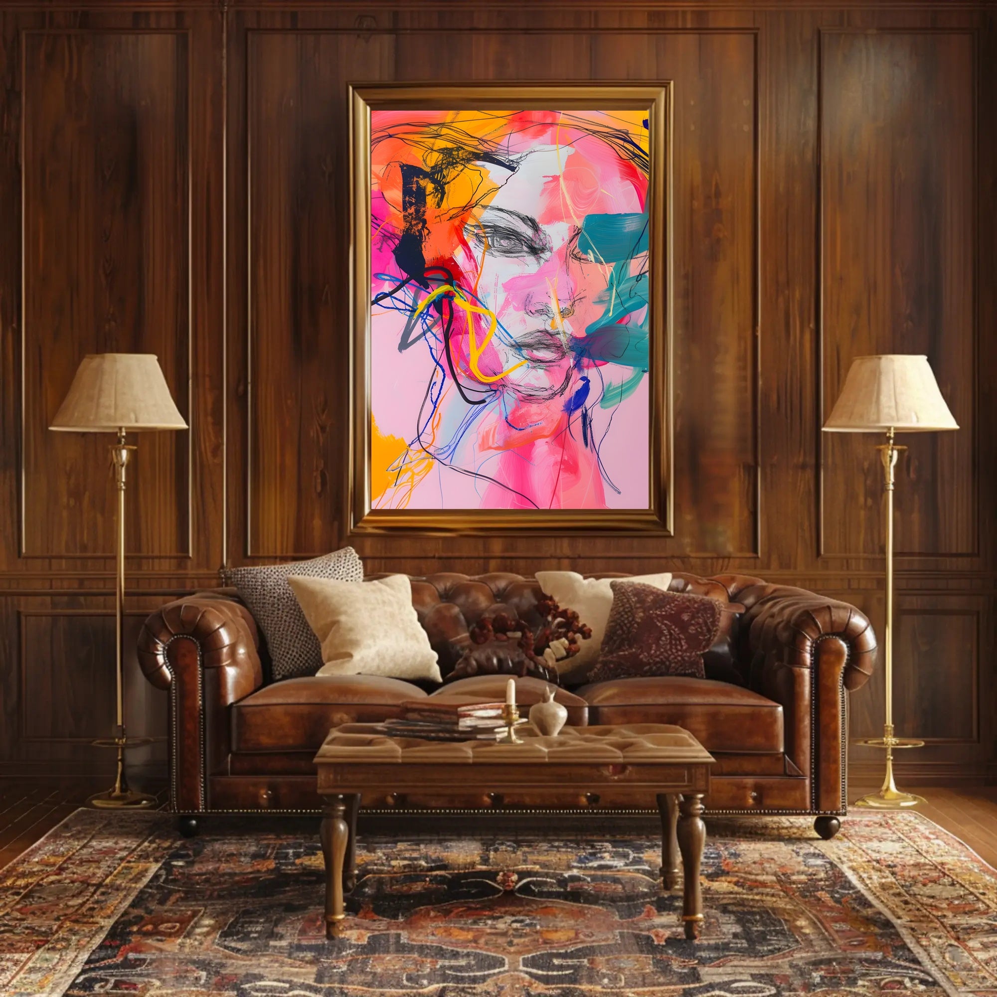 Vibrant Abstract Human Face Art Poster in Abstract Category PosterGoat