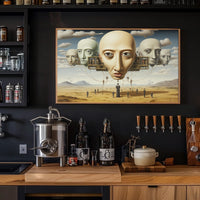 Surreal Dreamscape with Floating Heads - Abstract or Artistic Poster