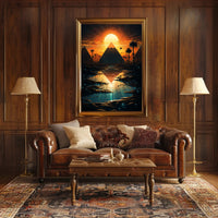 Sunset Over The Pyramids Poster